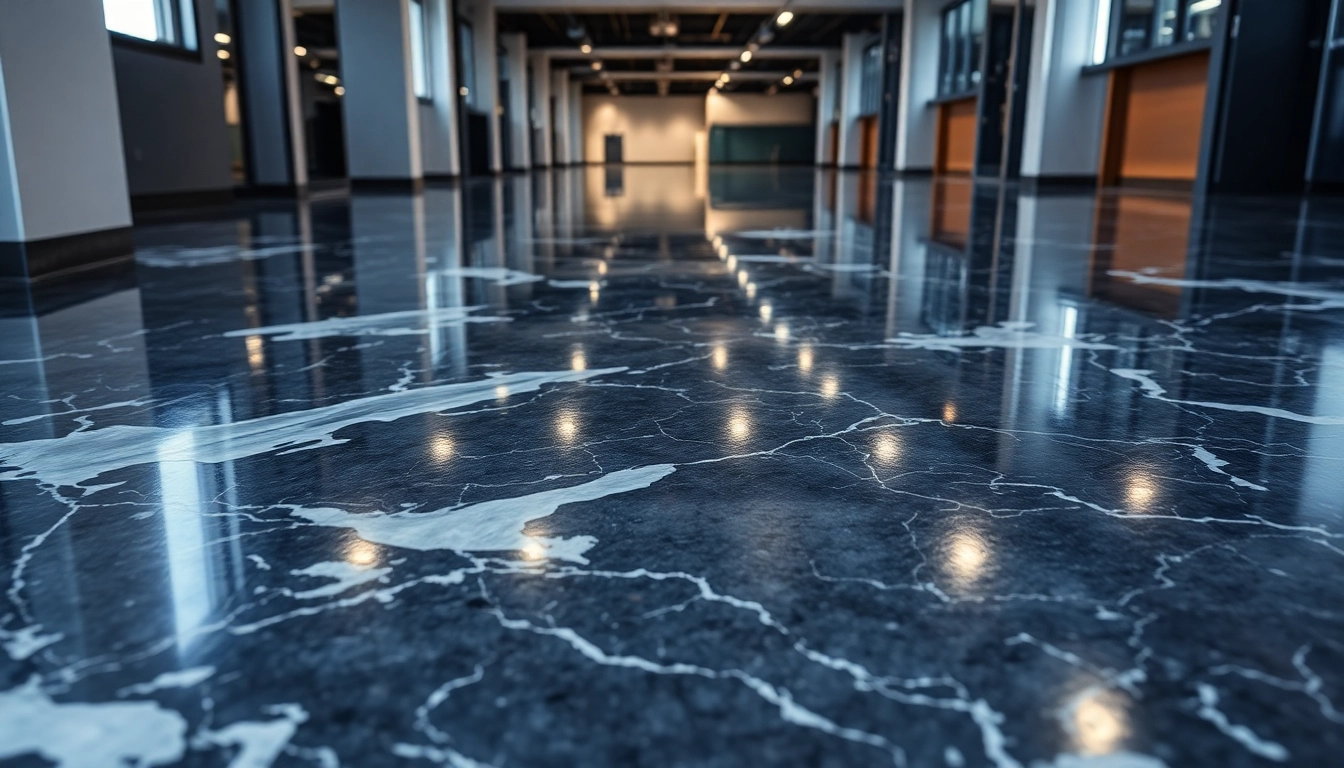 The epoxy resin floor in a commercial setting offers a durable, stylish, and seamless surface